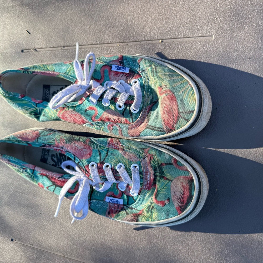 Vans Flamingo Print Sneakers - Green and Pink